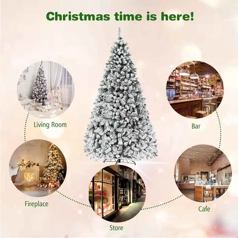 Artificial PVC Christmas Tree with Snow Pine Cones and LED Lights for  Christmas Home Decoration Christmas Tree