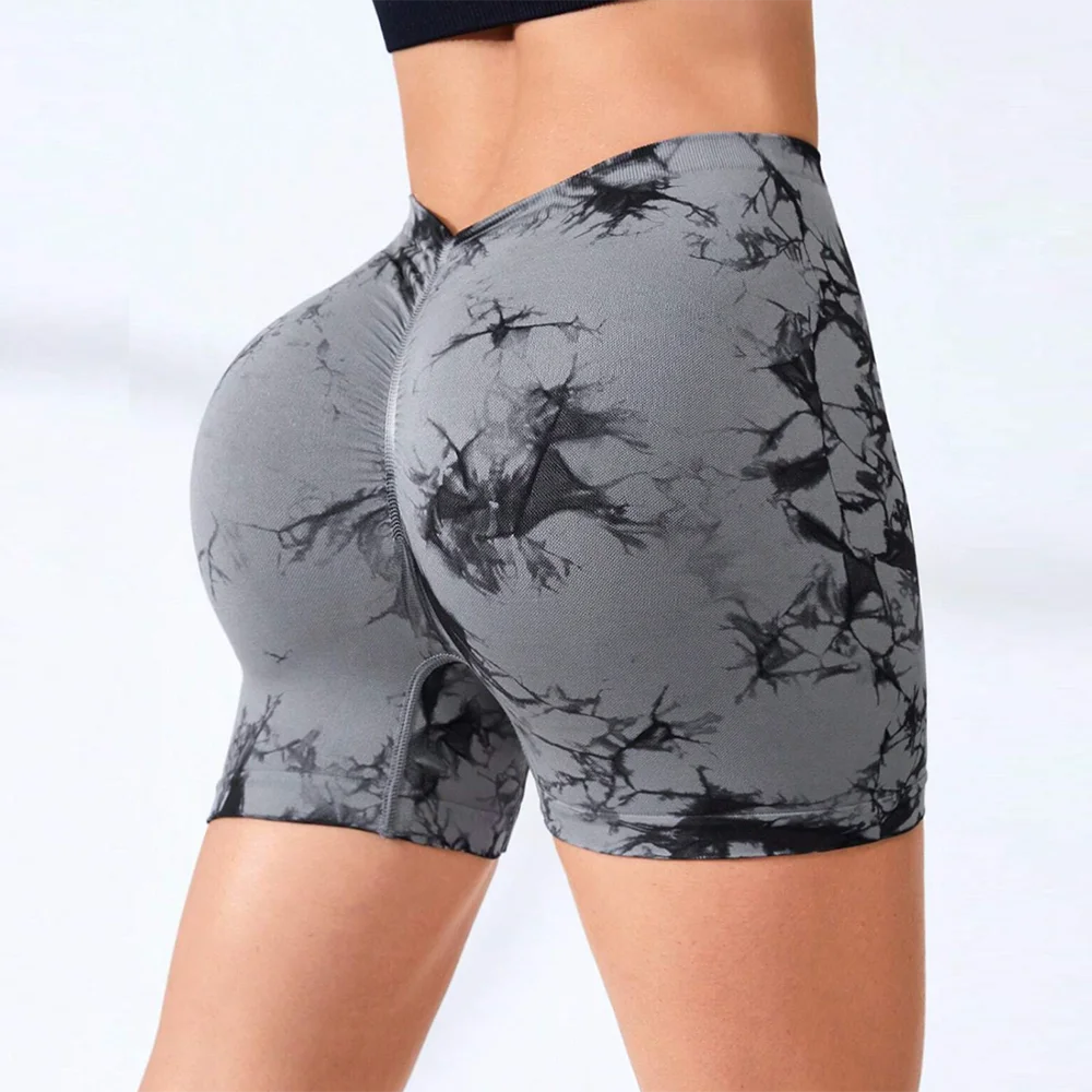FITTOO Women V Back Shorts Cross High Waist Scrunch Butt Booty Leggings Workout Athletic Gym Cargo Bottoms Sexy Female Clothing