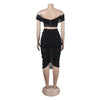 S10632 Sexy Slimming Mesh Splice Bum Covering Visibility Elastic Off-Shoulder 2-Piece Set European And American Style