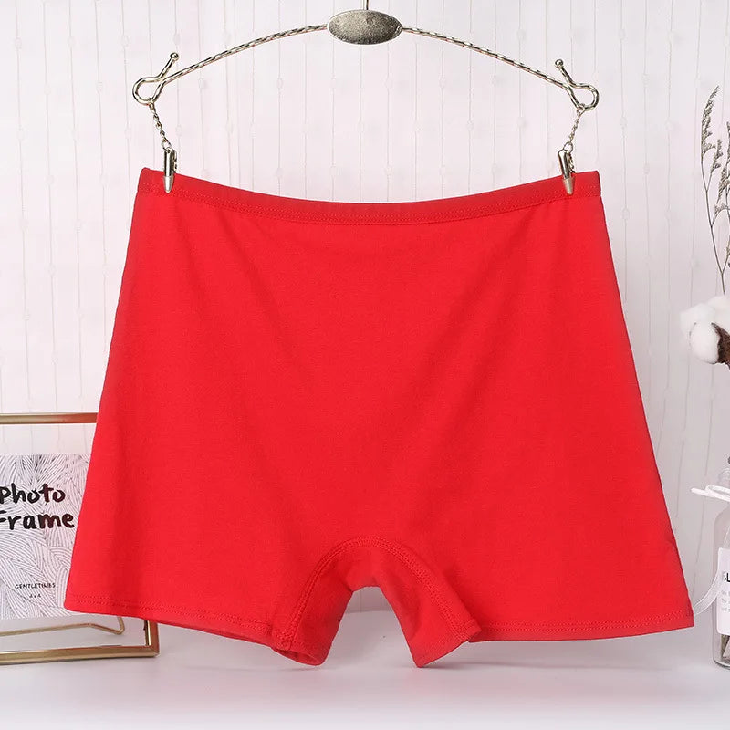 3pcs Cotton Women Panties Lady Plus Size Boxer Underwear High Waist Briefs Solid Color Female Shorts Safety Panty