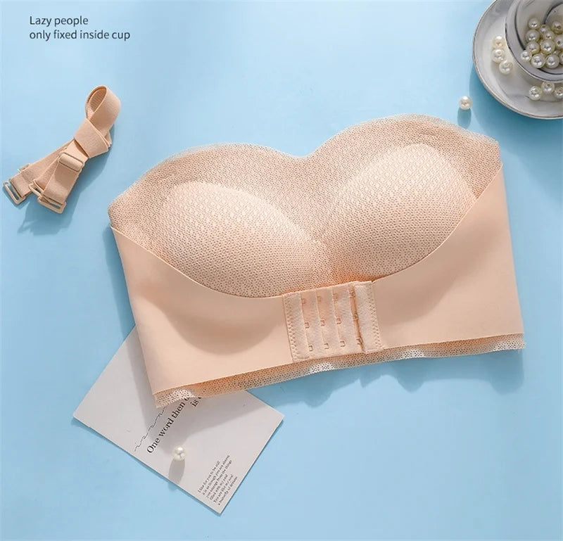 Sexy Push Up Bra Front Closure Strapless Underwear for Women Plus Size Invisible Brassiere Wireless Breathable Female Lingerie