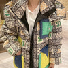 2023 European Station Winter New Down Jacket Women's Warm Fashion Short Color Patchwork Graffiti thick White Duck Down Coa