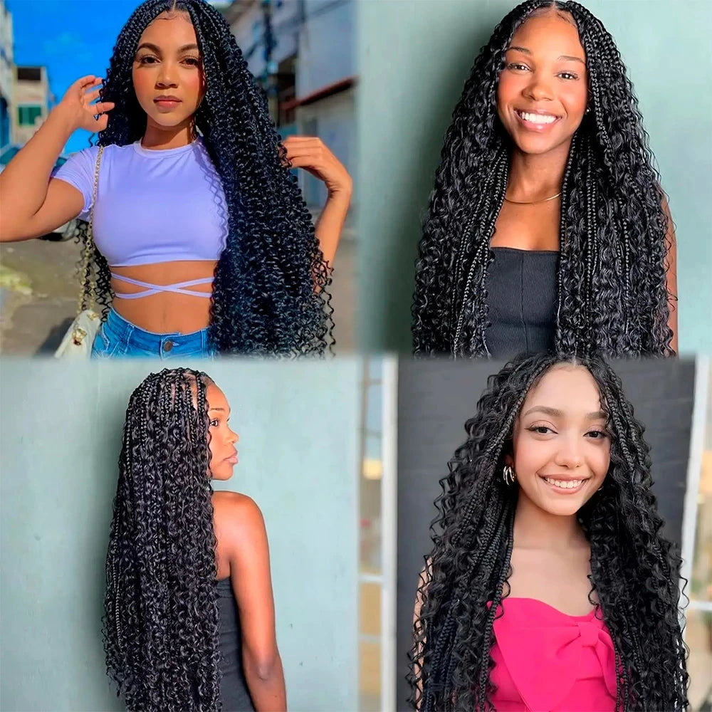 Synthetic Bulk hair for Braiding Wet and Wavy Micro Braiding No Weft Faux Deep Wave Braiding Hair Extensions for Box Boho Braids