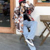 2023 European Station Winter New Down Jacket Women's Warm Fashion Short Color Patchwork Graffiti thick White Duck Down Coa