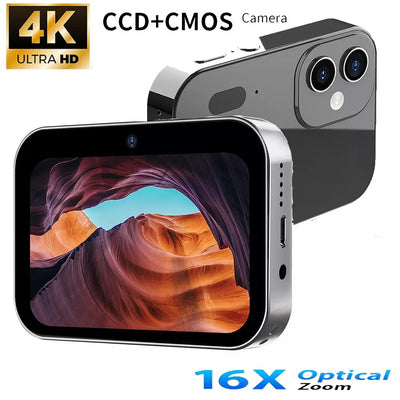 64GB D6 Digital Camera 4K HD Camera Recorder Music Player Touch Control Screen Vlogging Camera Night Vision 64MP Camcorder