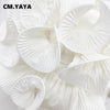 CM.YAYA 2024 Spring/Summer A-Line Women Skirt Satin Ruffles 3D Floral Decorations Night Club Party Hip-Wrapped Short Skirts