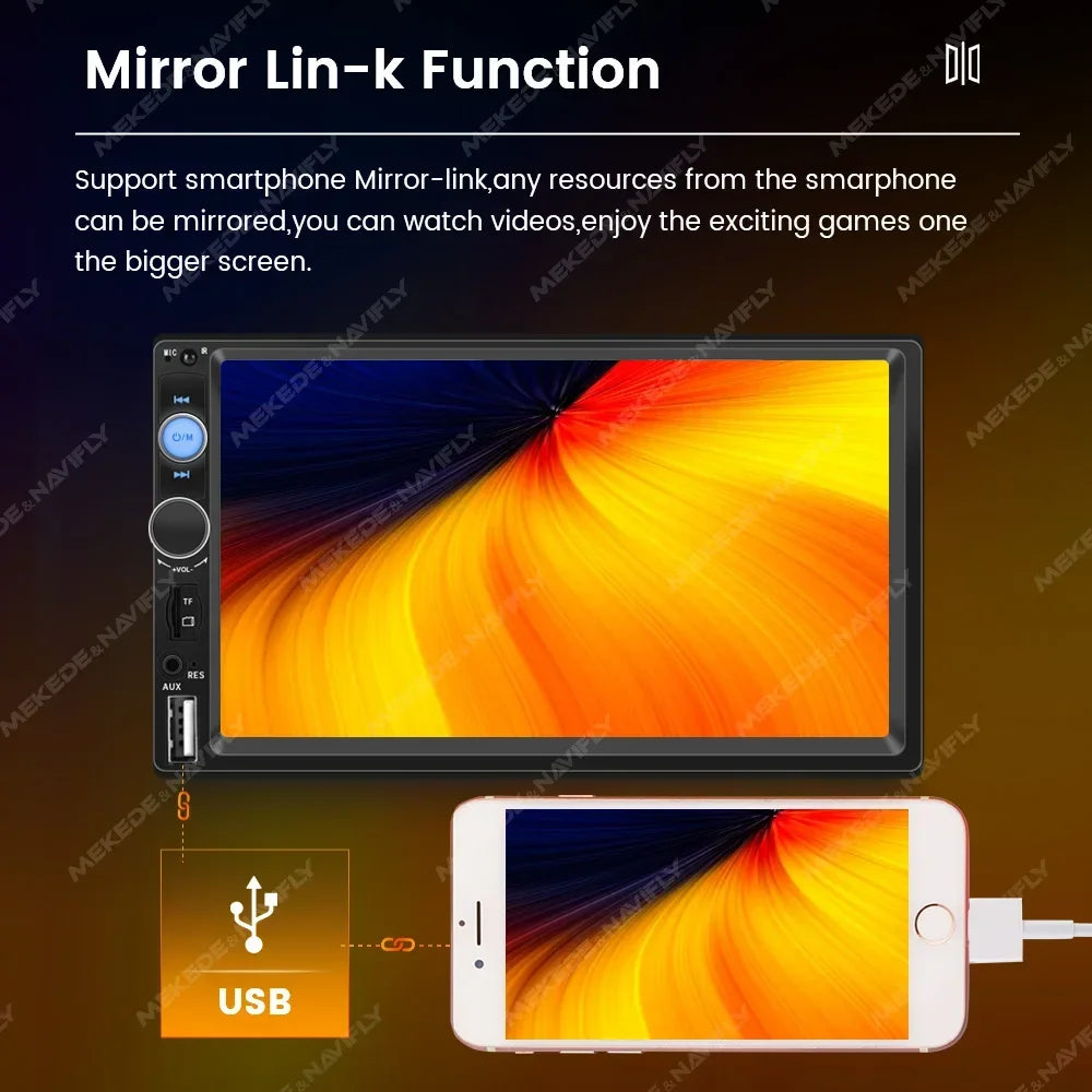 2DIN MP5 Video Player 7'' Universal Car Radio Multimedia Support Bluetooth USB TF FM Carplay Android Auto Touch Stereo Autoradio