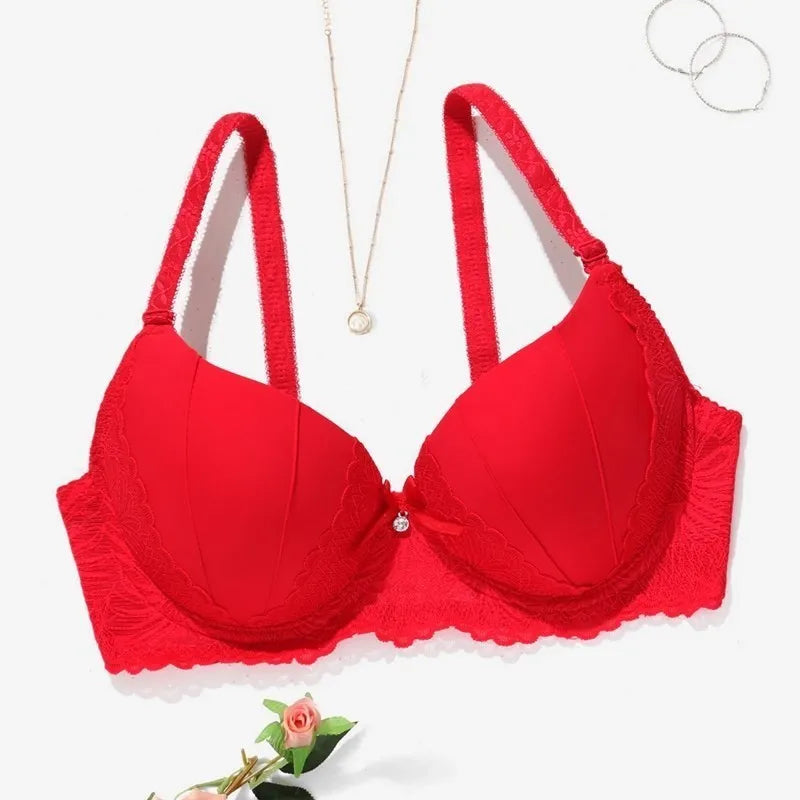 Beauwear Lace Trim Underwire Bra for Women Full Cup Molded Cup Bra Push Up Lingerie