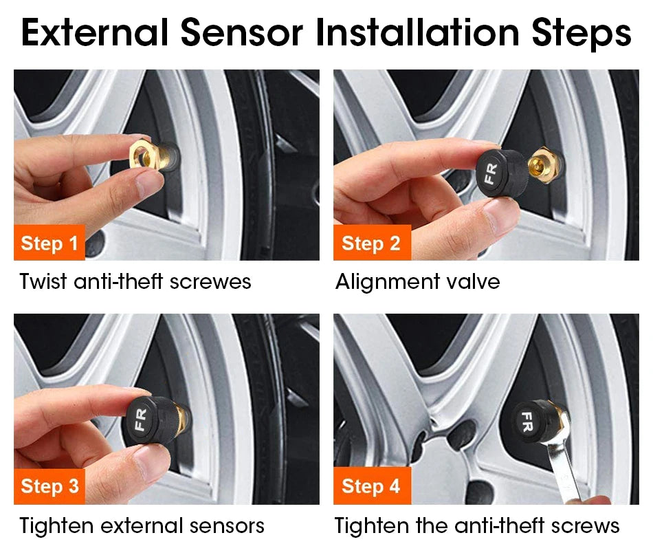 JMCQ USB Android TPMS Tire Pressure Monitoring System Display Alarm System Internal External 5 Sensors For Car Navigation Radio