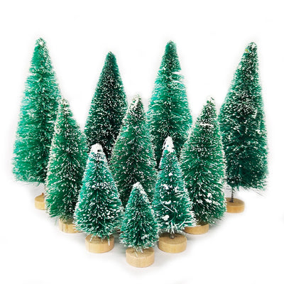 5/8pcs Mini Christmas Trees Small Artificial Christmas Tree Ornament Cedar Pine Sisal Tabletop Merry Christmas Party Decoration