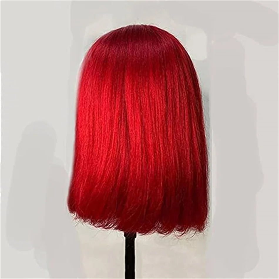 Hot Red Bob Wig 13x4 Lace Front Human Hair Wigs For Women Brazilian Bone Straight Red Colored Lace Frontal Wigs 10 12 14 16 Inch