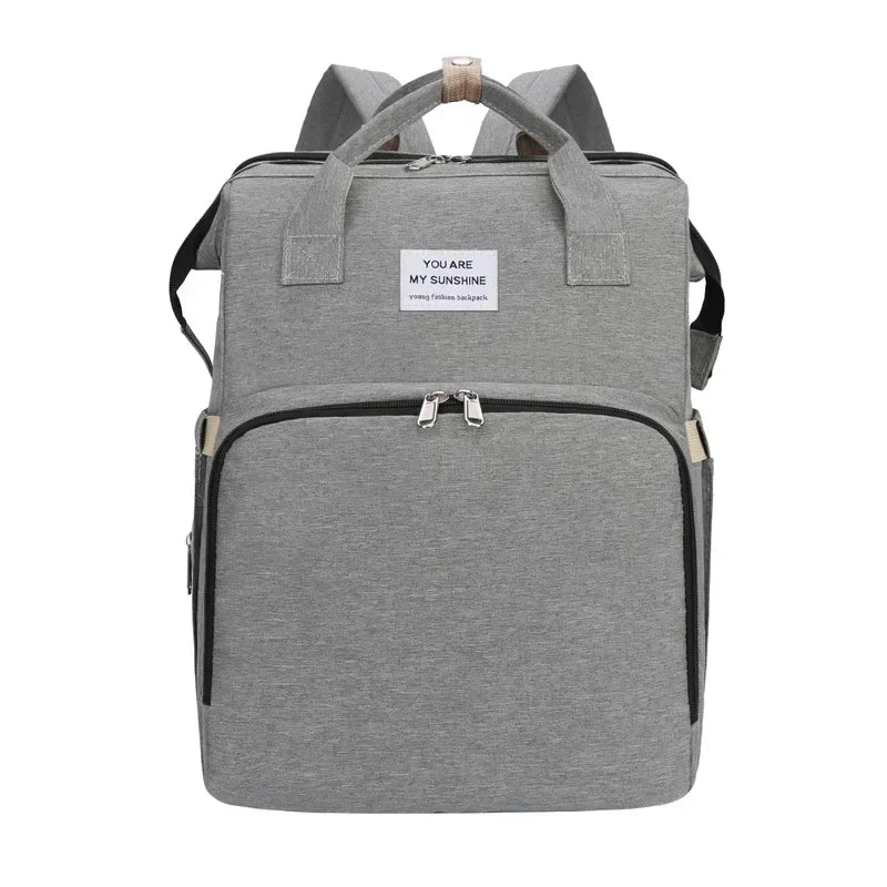 Fashion Mommy Backpack Multifunction Foldable Baby Bed Bags Large Capacity Portable Milk Bottle Diaper Double Shoulder Mom's Bag