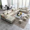 MINGDIBAO Nordic Fabric Sofa Set with Bluetooth Speaker & USB - Modern Living Room Modular Sofas Big U Shape Corner Cloth Couch