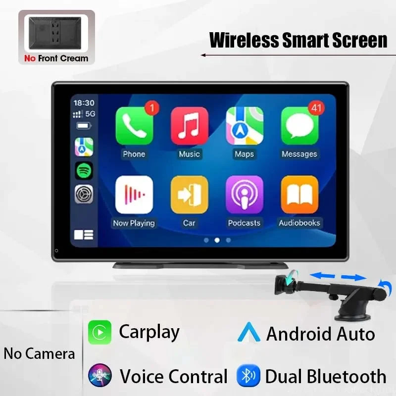 Srunbi 9 Inch Carplay MP5 Portable Smart Player Monitor Wireless Android Auto&Carplay Dual Bluetooth Music AUX USB BT 5.0 IPS