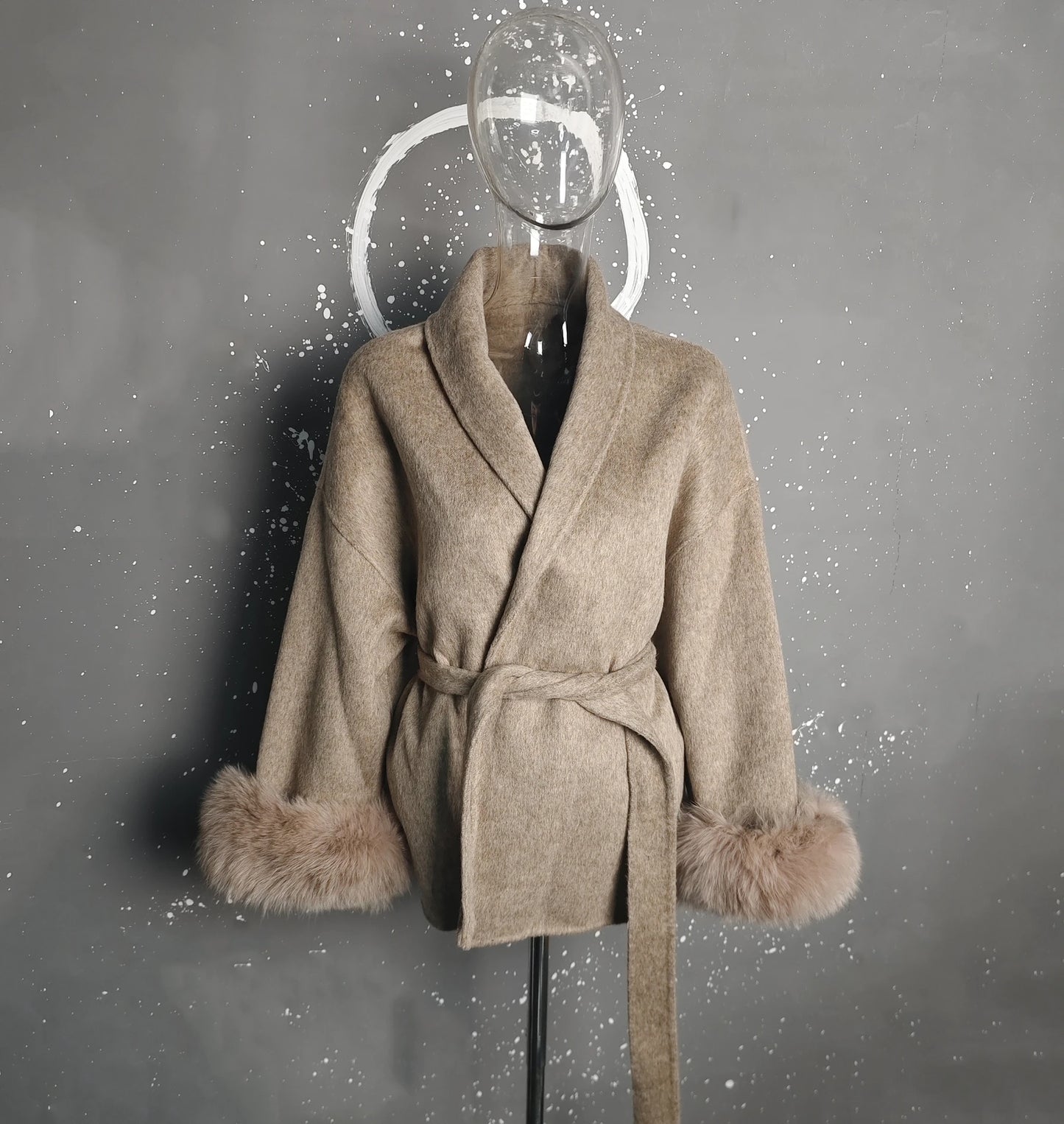 UCXQ Elegant OL Office Lady Overcoats Fur Patchwork Long Sleeve Woolen Coat Beautiful Women's Clothing Jacket Autumn 2025 Winter