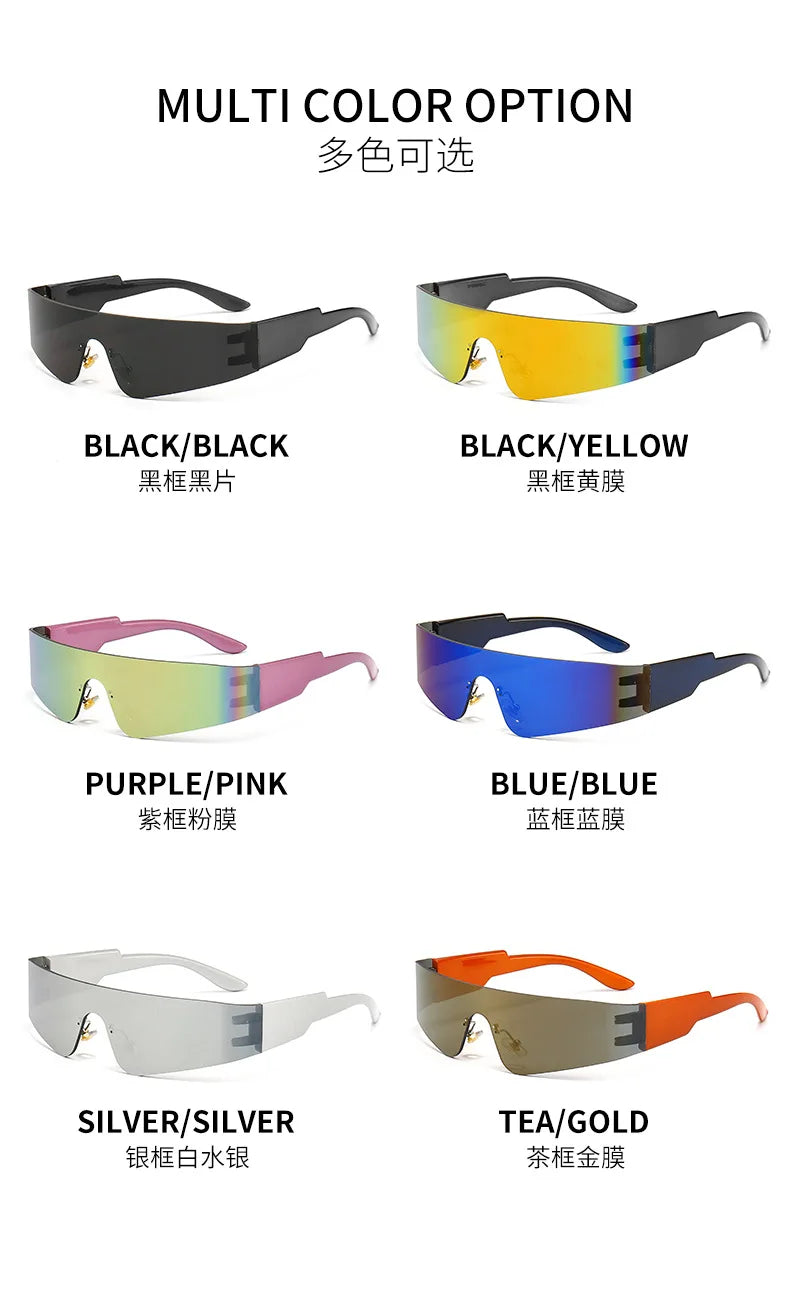 New Fashion Colorful Sports Sunglasses Women Cyberpunk Frameless Sun Glasses Anti Ultraviolet Driving Shades UV400 Oculos De Sol