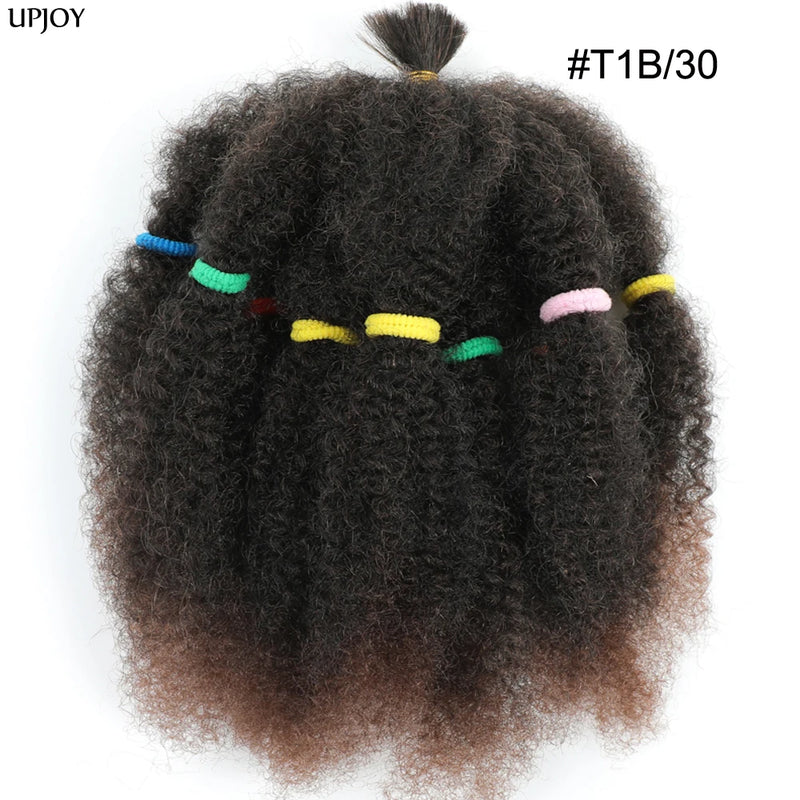 Afro Kinky Curly Hair Bulk Synthetic 12inch Ombre Marley Twists Braiding Hair #1B 4 27 30 33 99J Green Ombre Purple Brown Colors