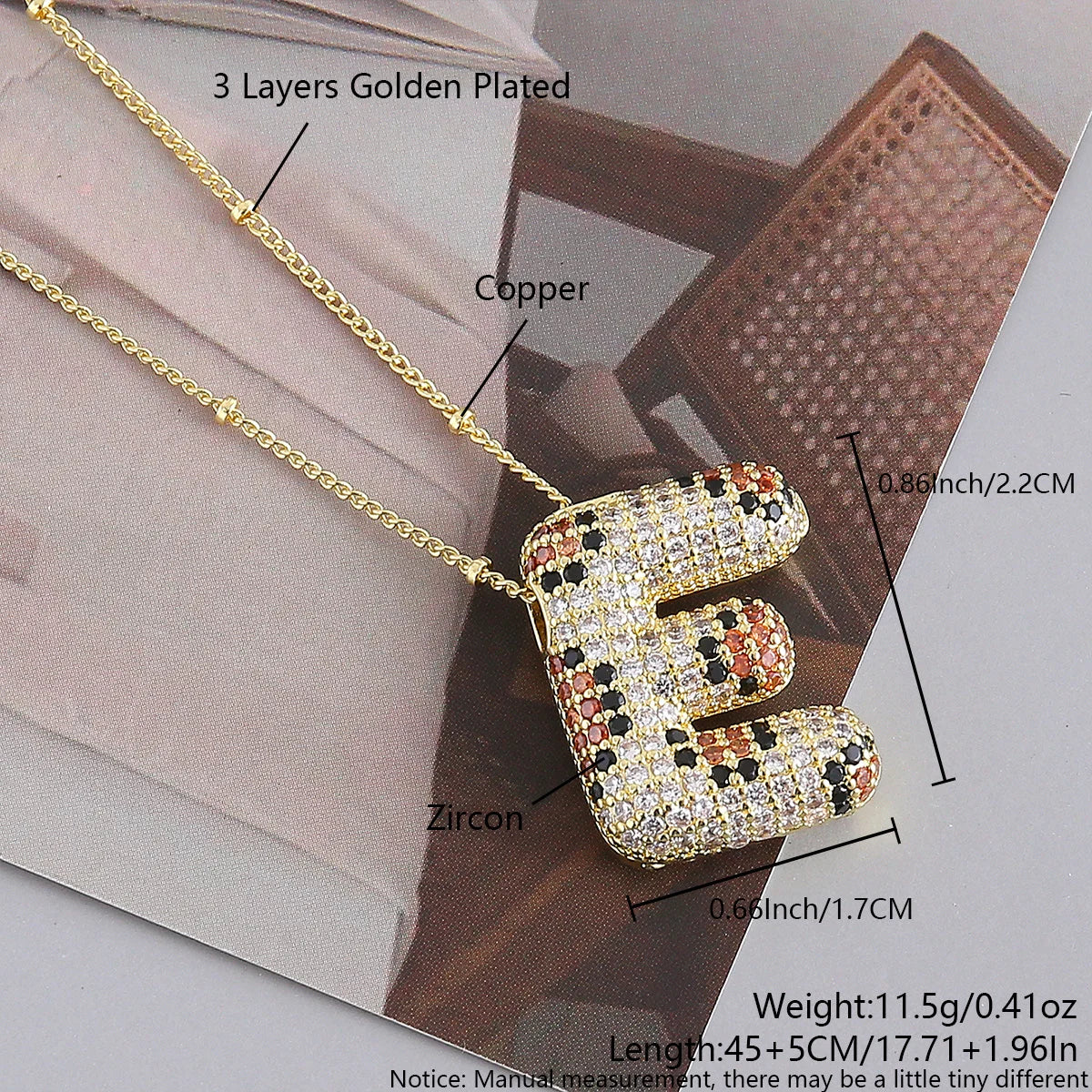 MHS.SUN New Leopard Bubble Letter Necklace Gold Plated Chunky Bubble Zircon 26 Initial Pendant Necklace Women Fashion Jewelry