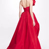 Amanda Customized Red Satin Prom Gown A-line 3D Big Flower Evening Formal Elegant Floor-Length One Shoulder Party Dresses 2024