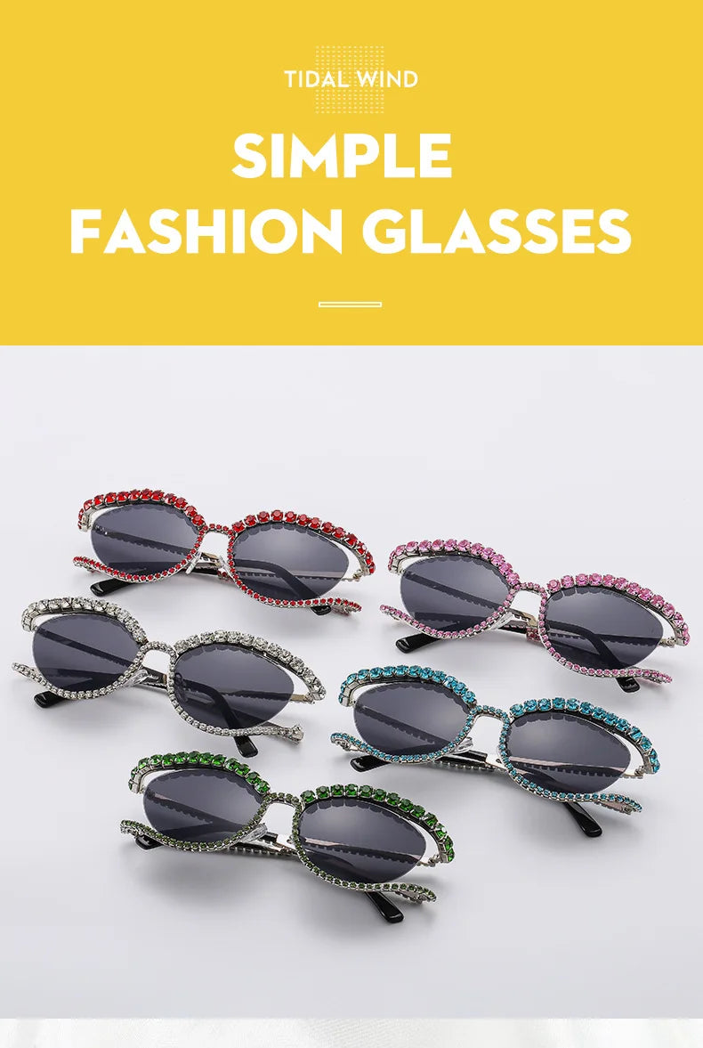 XJiea 2024 Designer Rhinestone Sunglasses For Women Luxury Brand Fashion Steampunk Men Eyeglasses Party Beach Shades Accessory