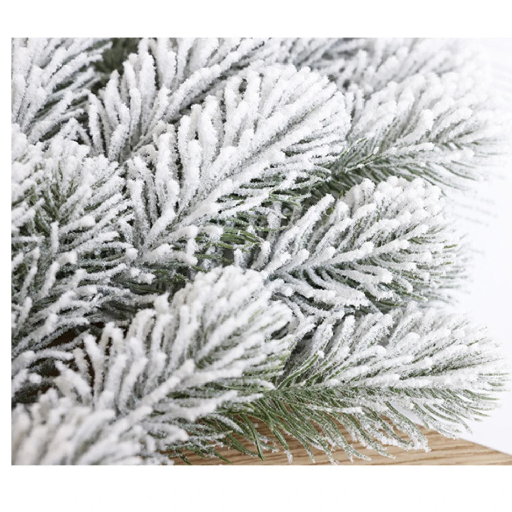 Artificial Pine Needles Branches Christmas Fake Snowy Pine Picks Twigs Winter Sprays Greenery Stems for Xmas Tree Garlands Decor
