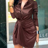Long Sleeve Elegant Skinny Office Lady Mini Dress For Women Sexy deep V-neck Black Package Hip Bodycon Dresses Casual Robe