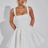 Mozision Sequins Bow Backless Sexy Mini Dress For Women Robe Fashion Square Collar Sleeveless High Waist A-line Club Dress
