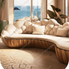French light luxury semi-circular curved villa living room creative sofa cream special-shaped solid wood