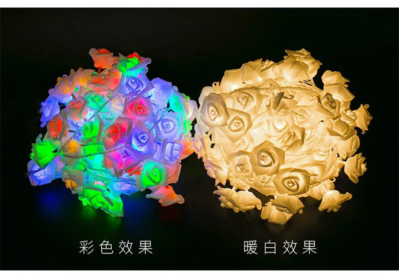 Rose LED Flower String Lights Garland Fairy Lights Romantic Lamp 3M 20LEDs For Wedding Valentines Day Christmas Party Decoration