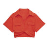 Women Fashion Front Knot Elastic Linen Cropped Shirts Vintage Short Sleeve Patch Pockets Female Blouses Blusa Chic Tops
