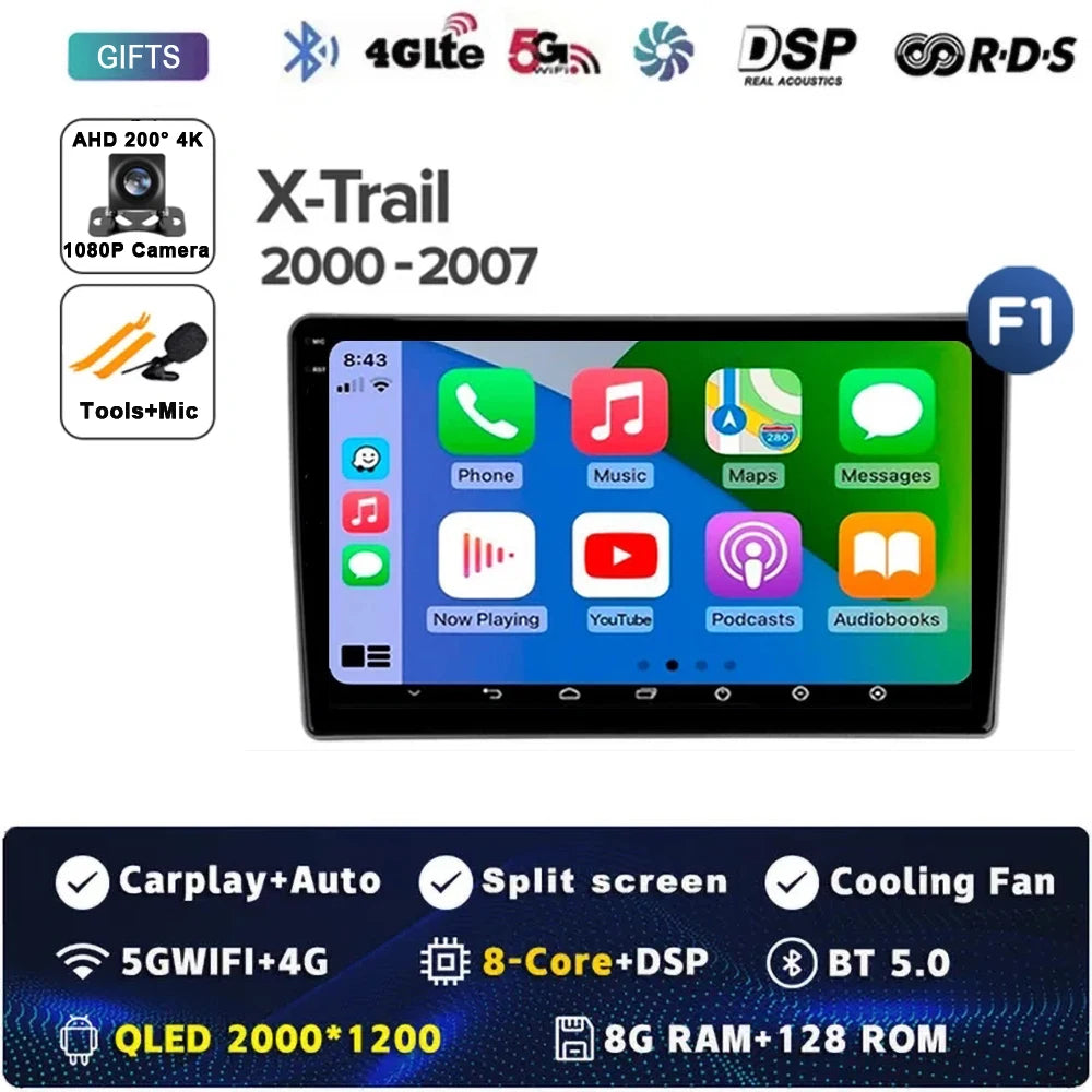Android 14 Carplay Auto For Nissan X-Trail X Trail X - Trail 1 T30 2000 - 2007 Car Radio Multimedia Video Player Navigation GPS