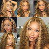 13x4 HD Lace Human Hair Short Human Hair Wigs Curly Color 4/27 Highlight Ombre Human Hair Deep Wave Bob Wigs Curly For Women