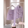 New Luxury High End Tweed Women's Two Pieces Set Elegant Lapel Double Breasted Slim Short Coat + Mini Skirt Fashion Suit