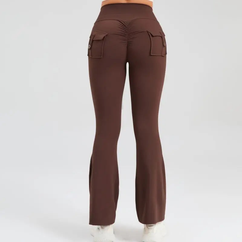 Women Flare Pocket Leggings High Waist Sport Yoga Pants Quick Dry Breathable Leggings Outfit Fitness Gym Clothes Sportwear Pant