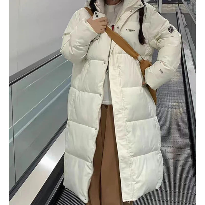 EVNISI Women Zipper Up Pockets Down Coat oversize Loose Coat Turtleneck Thicken Long Coat Women Casual Parkas 2024 Autumn Winter