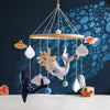 Baby Crib Mobile Bed Bell Rattle Toys Wooden Crochet Stars Pendant Bed Bell Toys Newborn Comfort Crib Bracket Hanging Toys Gifts