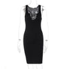 Sexy Deep U Neck Wrap Chest Slim Bodycon Dress Women Sleeveless Solid Color Skinny Dress Elegant Club Party Vestidos