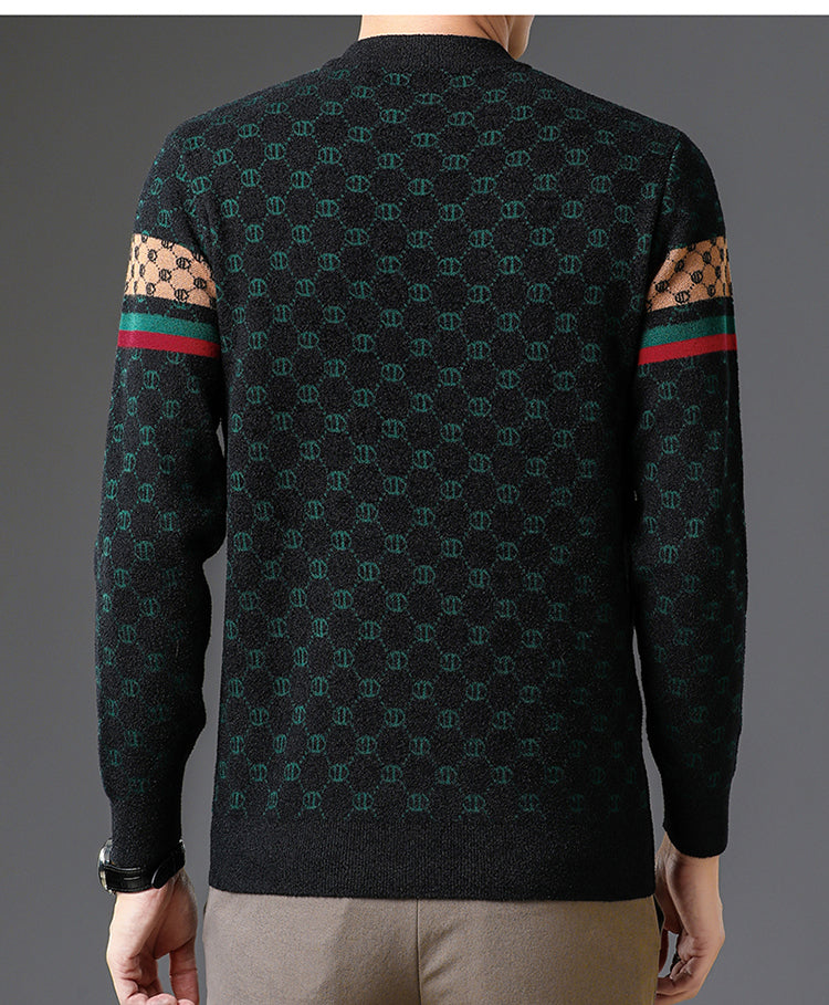 Brand 2023 Autumn High End Mens Velvet Knit Sweater Tops Designer Classic Casual Wool Pullover Fashion Soft Warm Winter Clothing