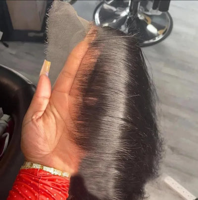 Peruvian Hair 4x4 Lace Closure Pre plucked  Straight Hair 13x4 HD Transparent Lace Frontal 100% Human Hair Natural Hair Line
