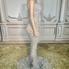 Charming Bright Crystal Dress Sexy Luxury Beaded Rhinestone Tulle Evening Dress Prom Party Dress Noble Wedding Wedding Dress