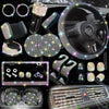Car Accessories Set 27/4Piece Women Bling Universal Fit Polyester Steering Cover Shiny License Frame Phone Holder Coasters Tools