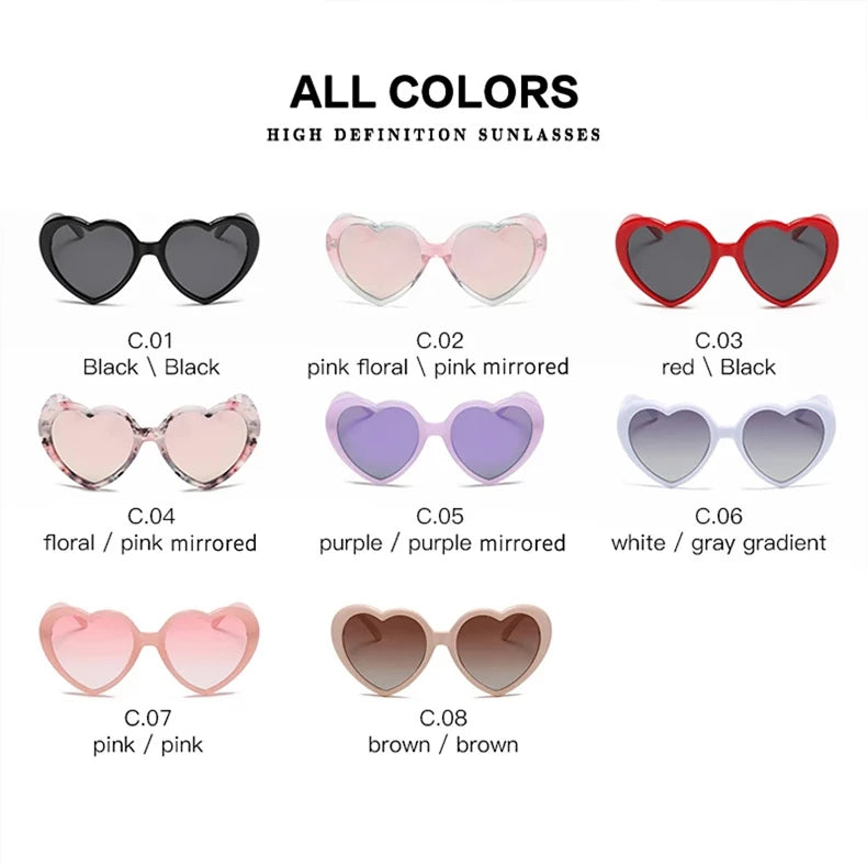 New Love Heart Shaped Polarized Sunglasses Women Fashion Cute Retro Vintage Gradient Sun Glasses UV400 Protection Unisex Eyewear