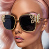 Oversized Square Sunglasses Women Rhinestone Butterfly Frame Sun Glasses 2025 Luxury Brand UV400 Protection Eyewear For Ladies