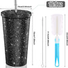 1 Pc Rhinestone Coffee Cup Gift Cup Rhinestone Rhinestone Thermos Cup Double Stainless Steel Straw Cup Coffee Mug  Water Bottles