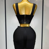 Women Sexy Top Short Skirt Bodycon Bandage Two Pieces Sets White Black 2025 Evening Party Luxury Birthday Outfit Nightclub Suits