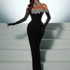 Summer Bandage Dress 2024 Women Celebrity Sexy Diamonds Crystal Black Maxi Long Bodycon Elegant Evening Club Party Dress