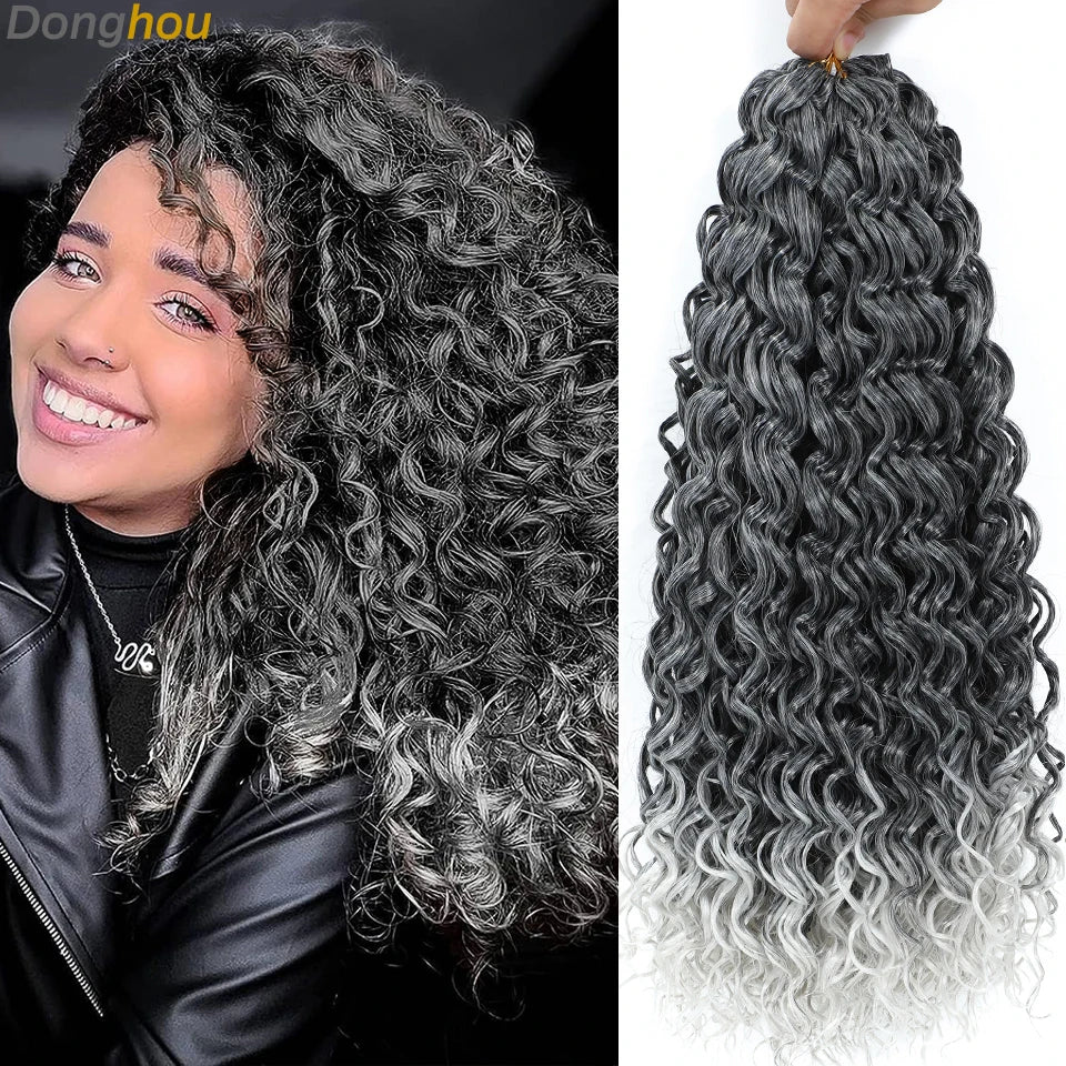 Beach Curl Crochet Hair Gogo Curl Crochet Hair 18 Inch Ombre Brown Blonde Bug Ginger T30 Synthetic Deep Wave Twist Crochet Braid