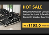 Premium Italian Genuine Leather Sectional Sofa Sets Couch Sofas with USB and Bluetooth Speaker - MANBAS Living Room Furniture