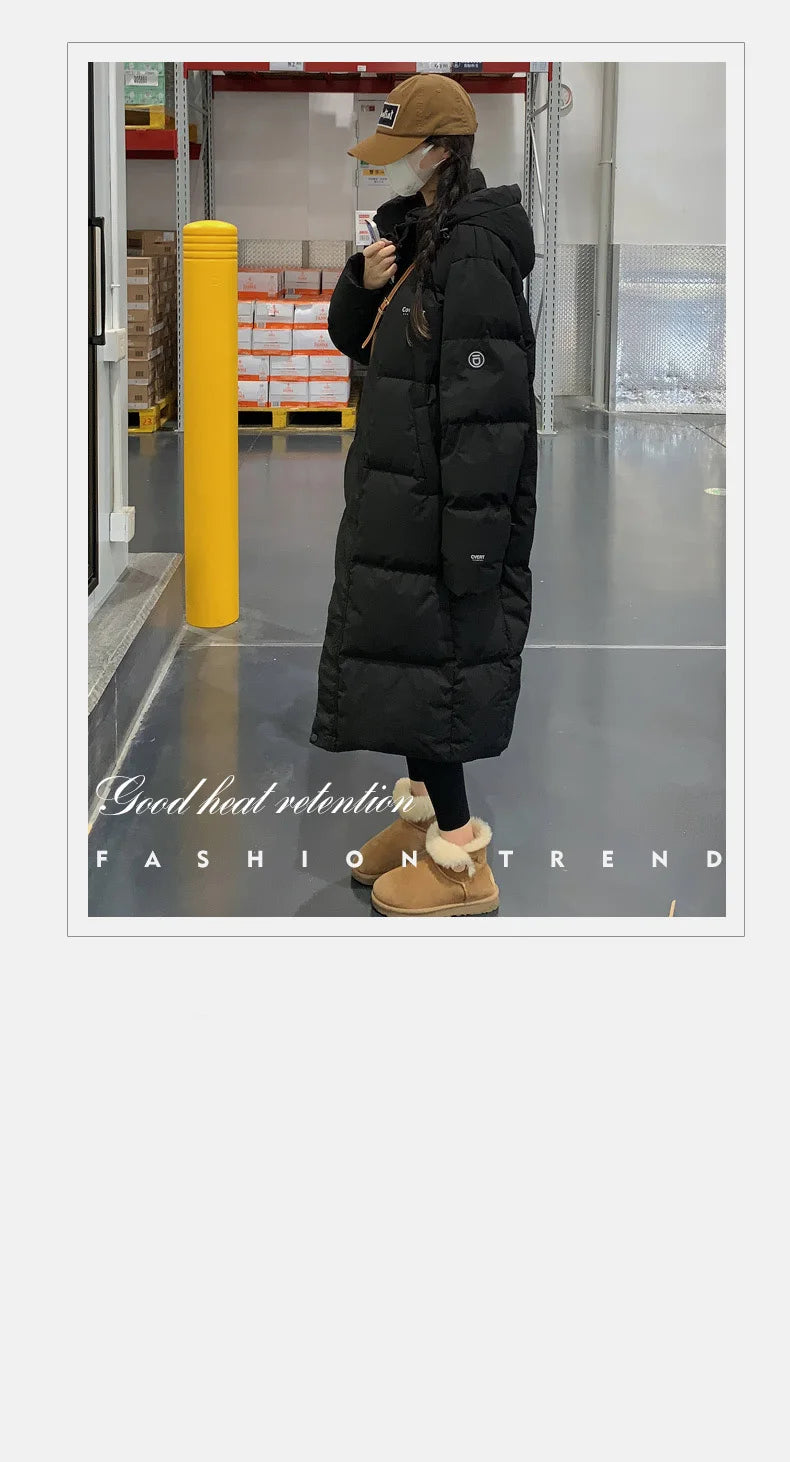 EVNISI Women Zipper Up Pockets Down Coat oversize Loose Coat Turtleneck Thicken Long Coat Women Casual Parkas 2024 Autumn Winter