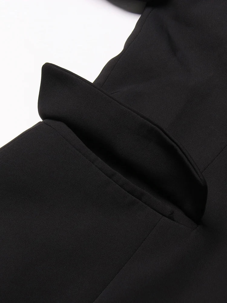 TWOTWINSTYLE Slash Neck Chic Blazers For Women Off Shoulder Long Sleeve Patchwork Single Button Solid Coat Female Clothes 2022